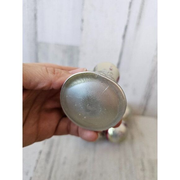 Vintage silver glitter ball ornament bell Xmas tree set - Picture 4 of 7